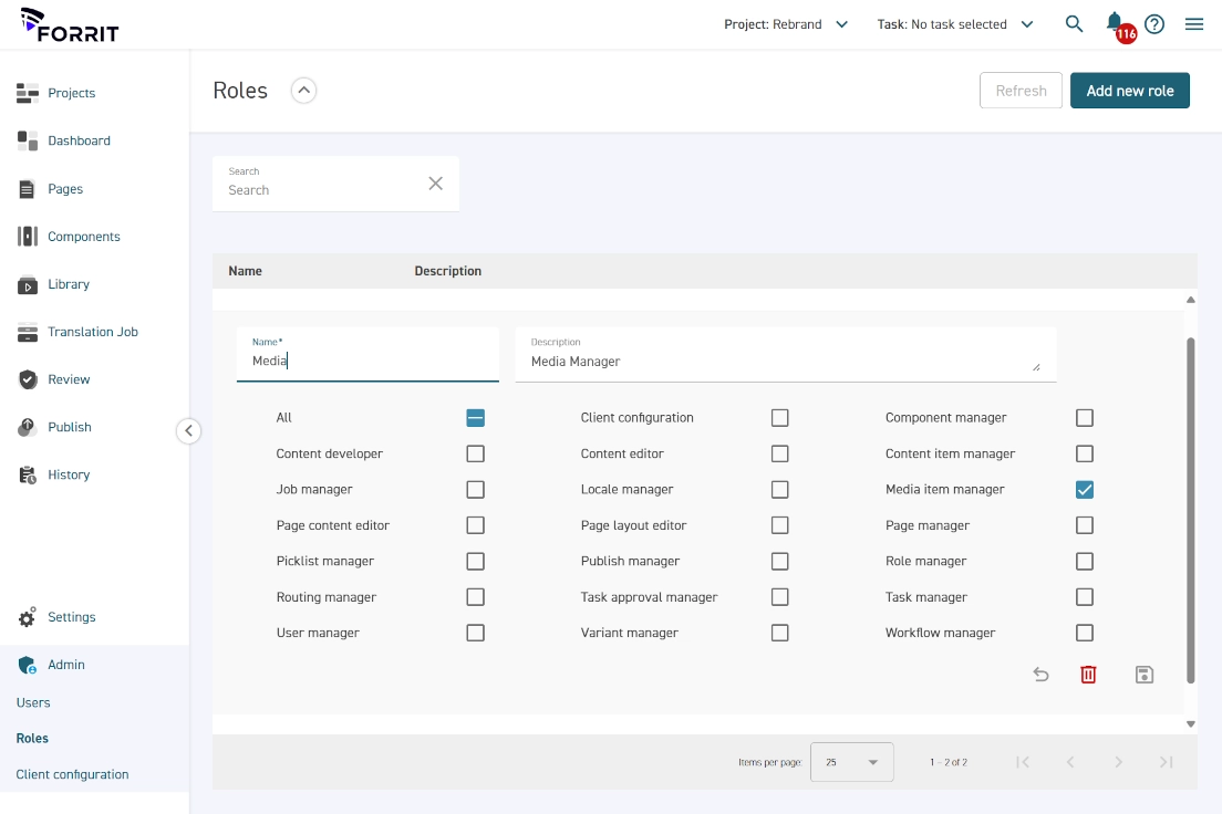 Une image de l’interface utilisateur de Forrit Service Delivery Hub montrant un exemple de déploiement d’un CMS.