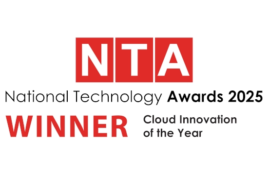 Une image montrant le logo des National Technology Awards et les mots « Winner Cloud Innovation of the Year »
