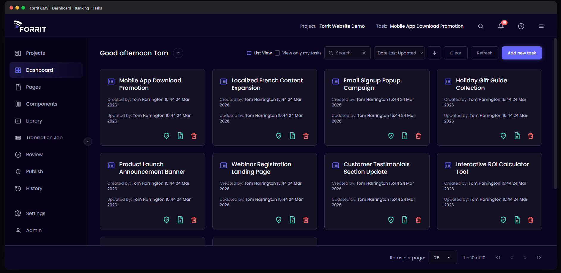 Forrit One Dashboard